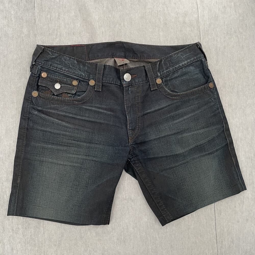 True Religion Shorts Adult 38 Blue Jean Rainbow Billy Denim Made In USA Mens
